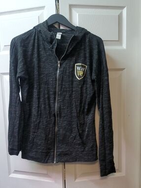 Vancouver Warriors Lacrosse Black Heather Zip-Up Hoodie with Gold Crest Size M